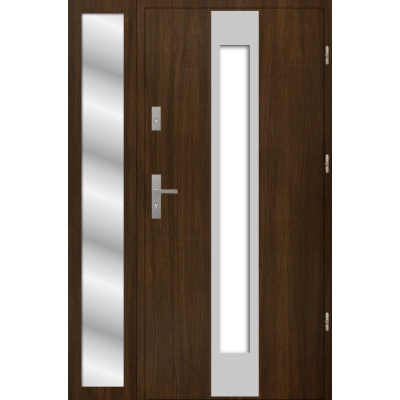 Drzwi zewnetrzne S37 INOX z naswietlem dab bagienny 72mm